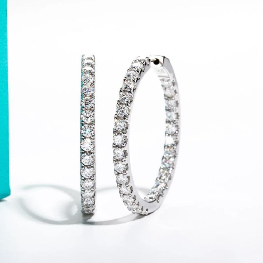 Certified 2.88 ct. t.w. Moissanite Diamond Inside Out Hoop Earrings NEW - Picture 9 of 16